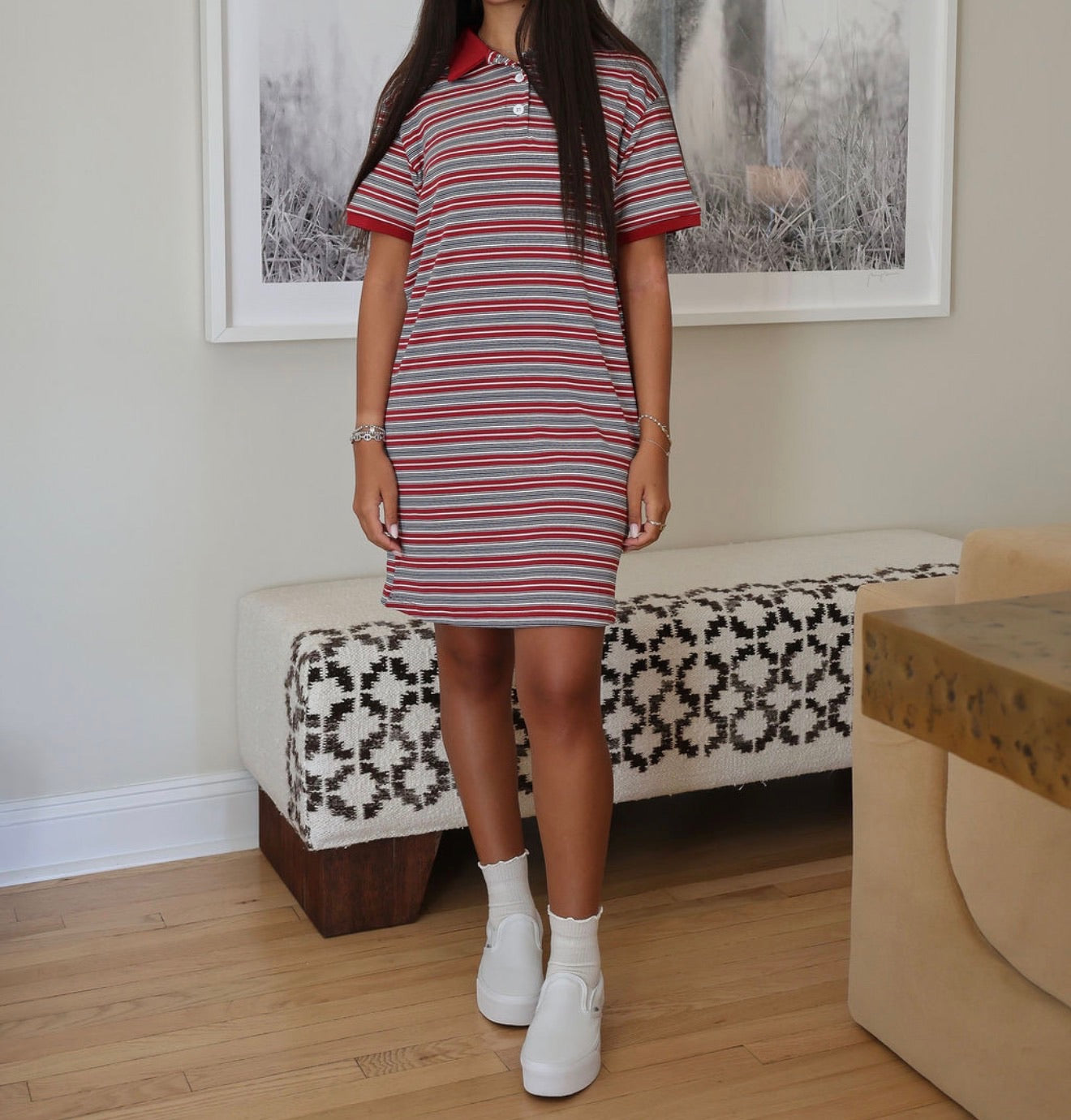 Red stripe mini dress