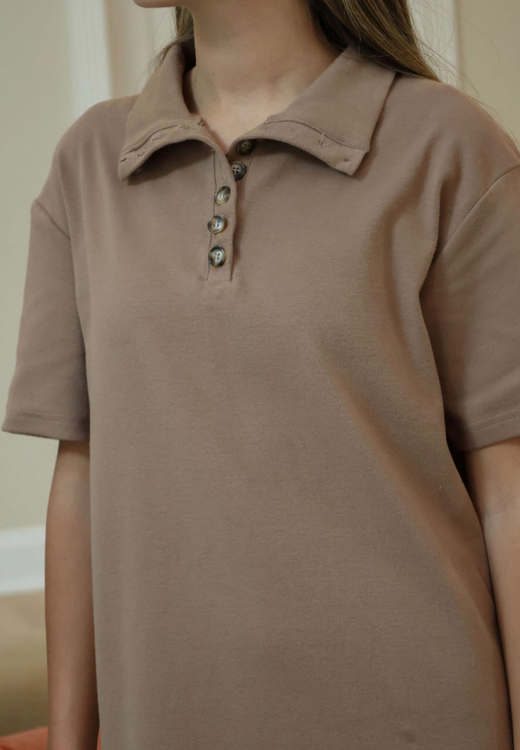 Brown 9 button cotton dress