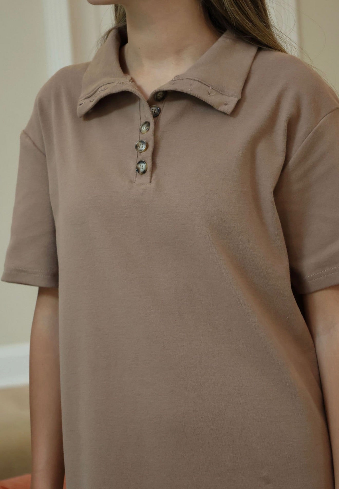 Brown 9 button cotton dress