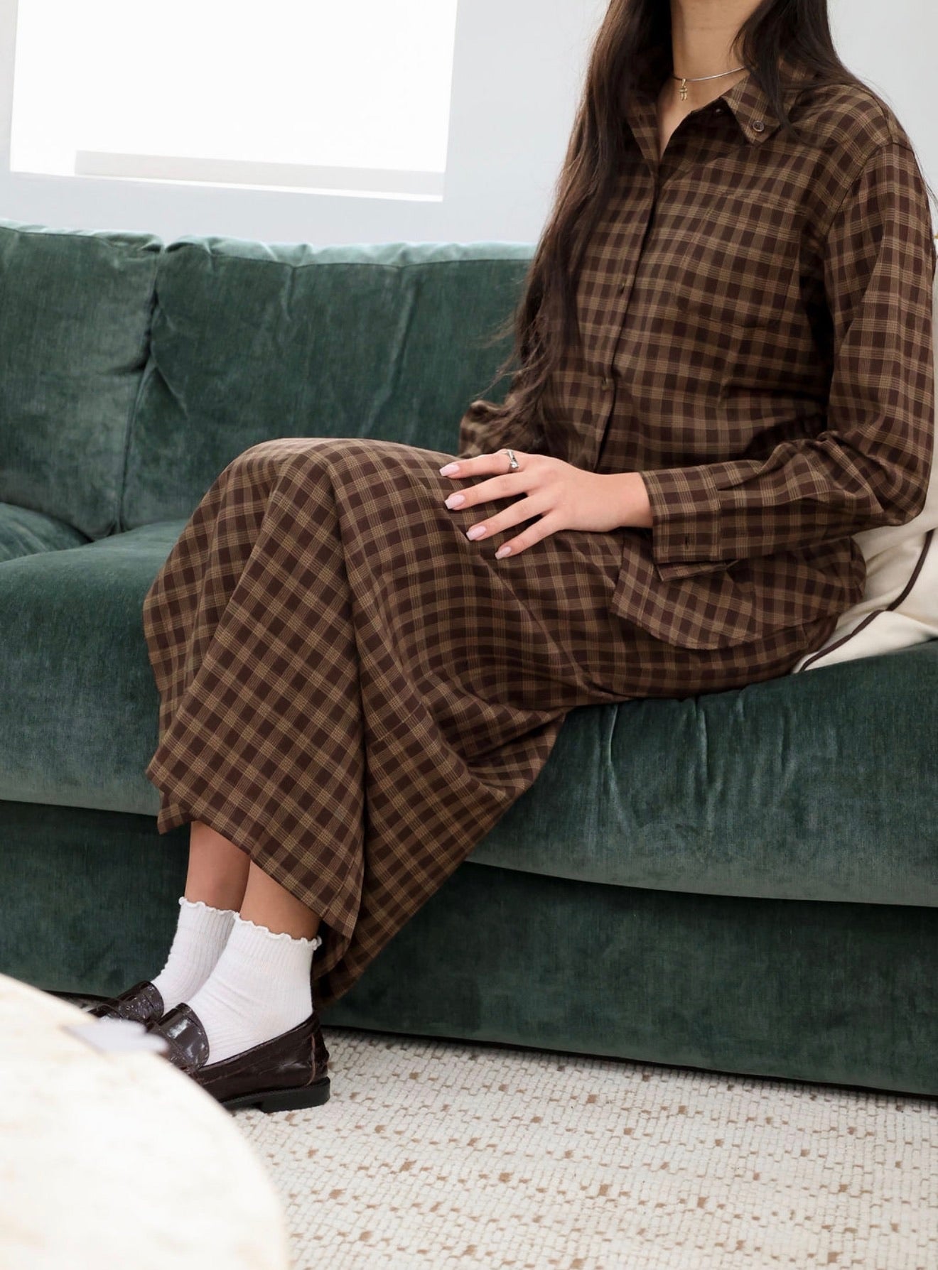 Brown plaid set
