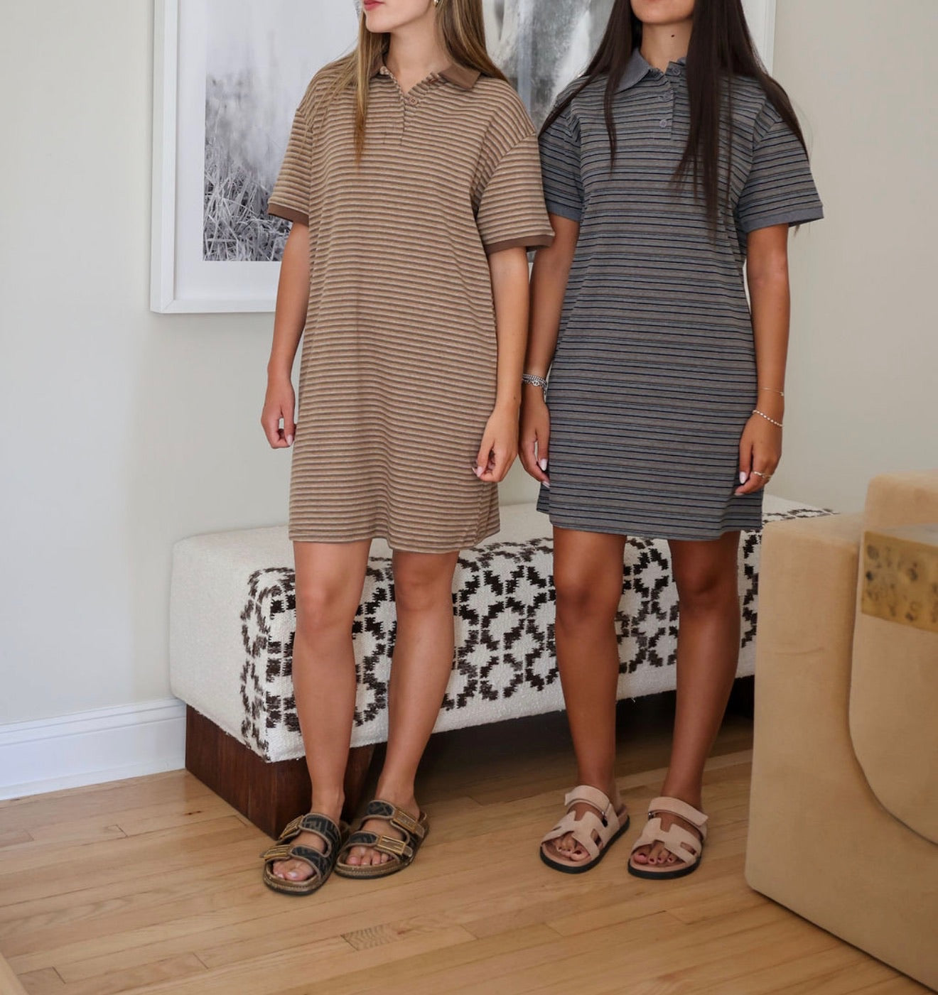 Brown stripe mini dress