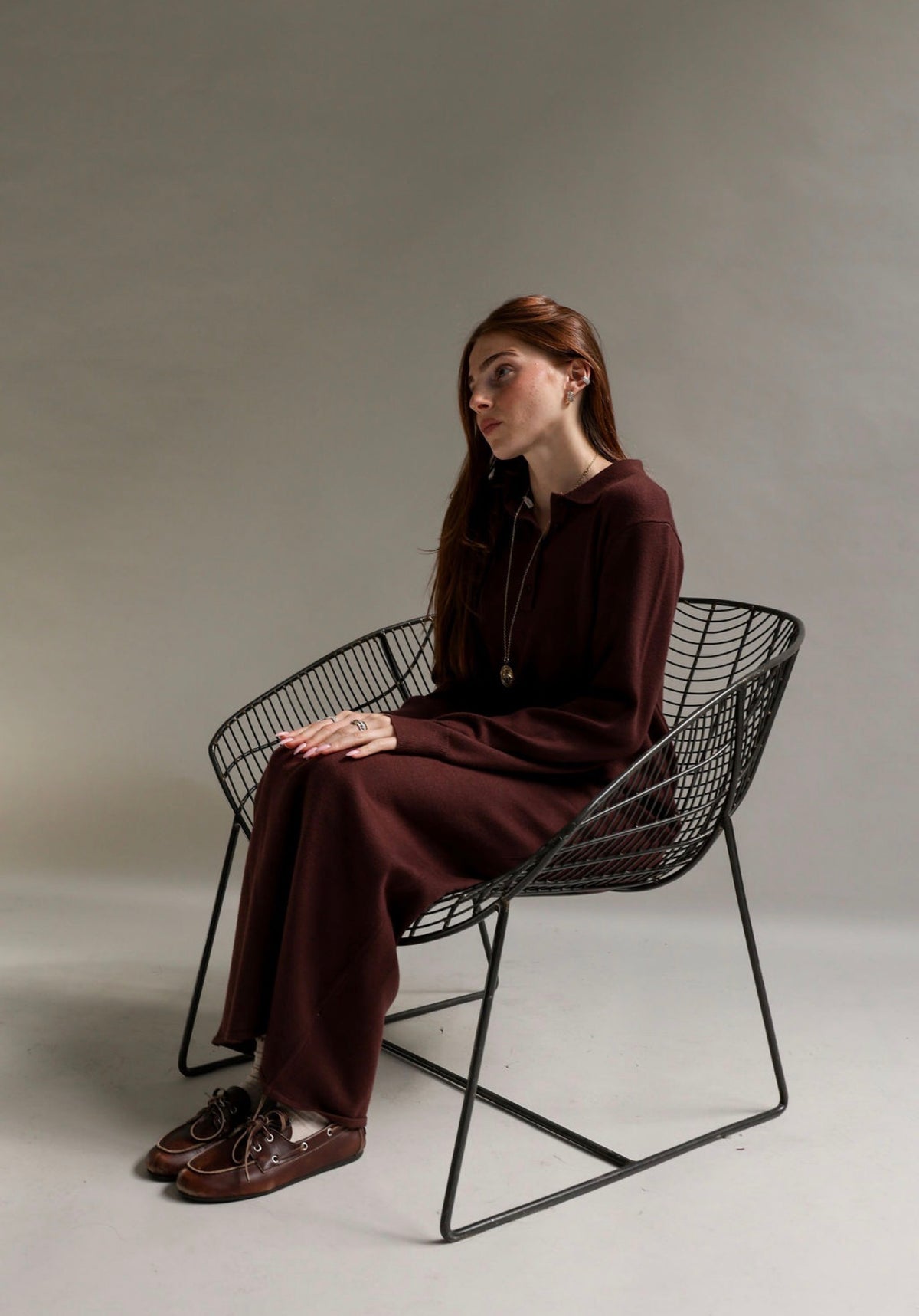 Brown knit maxi dress