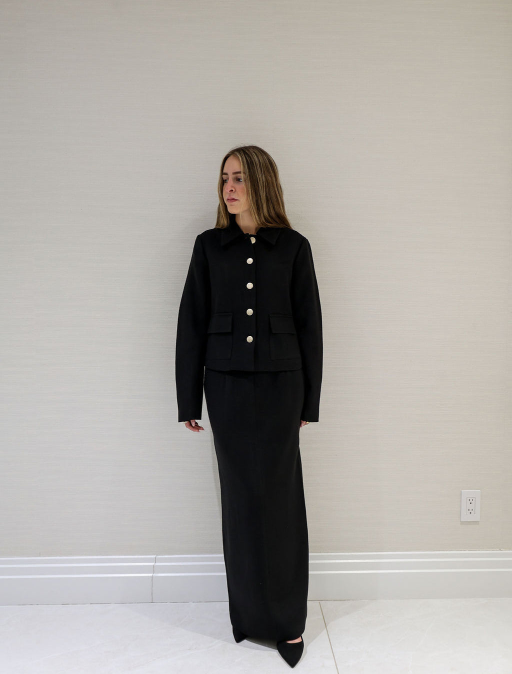 Gold button blazer set