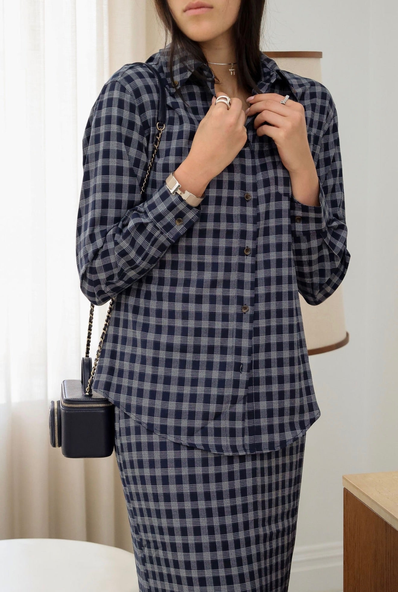 Navy plaid set