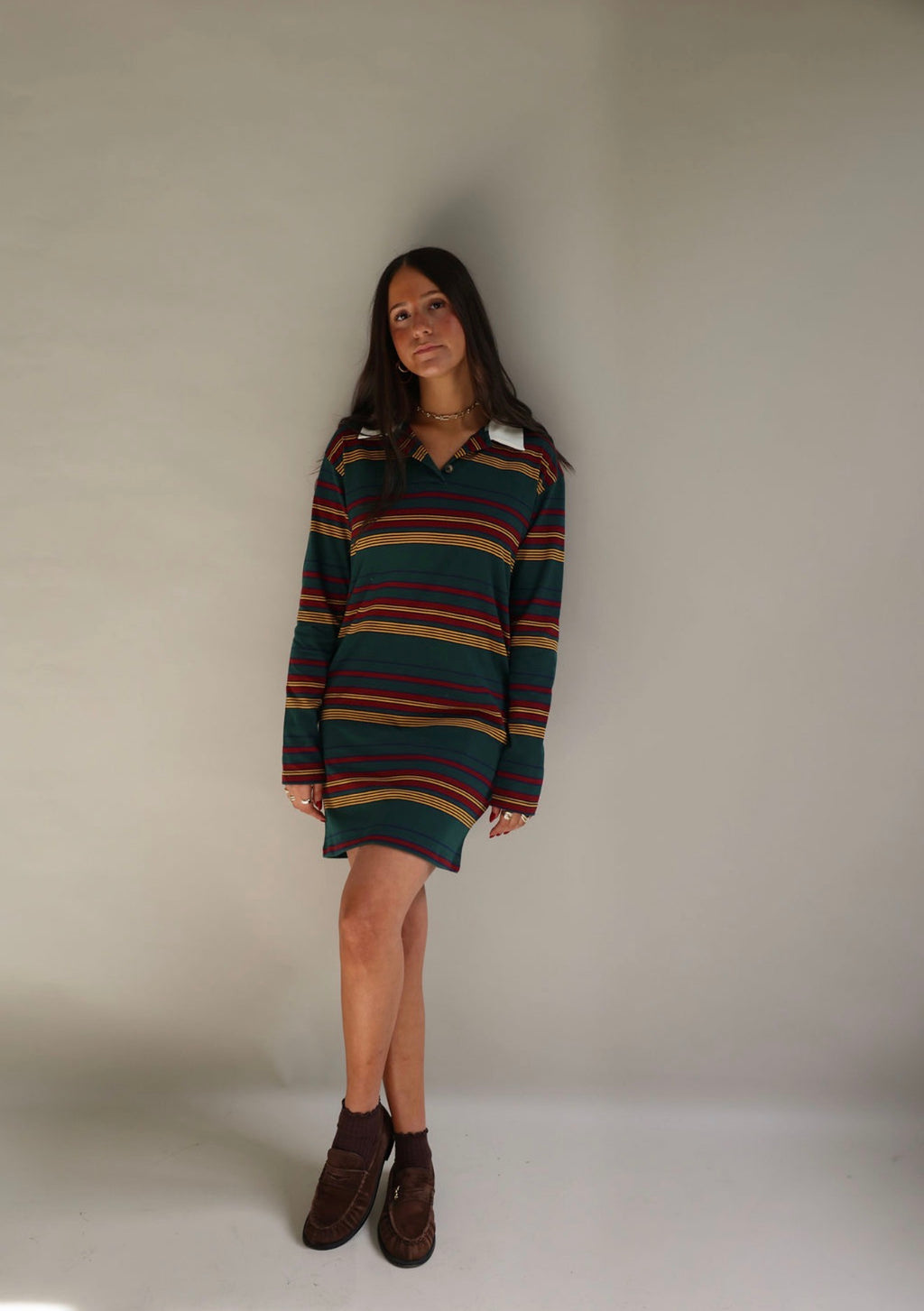 Multi color stripe mini dress