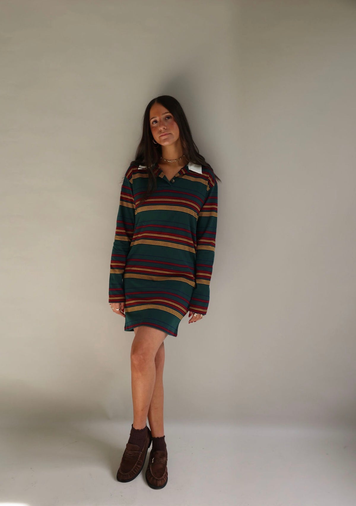 Multi color stripe mini dress