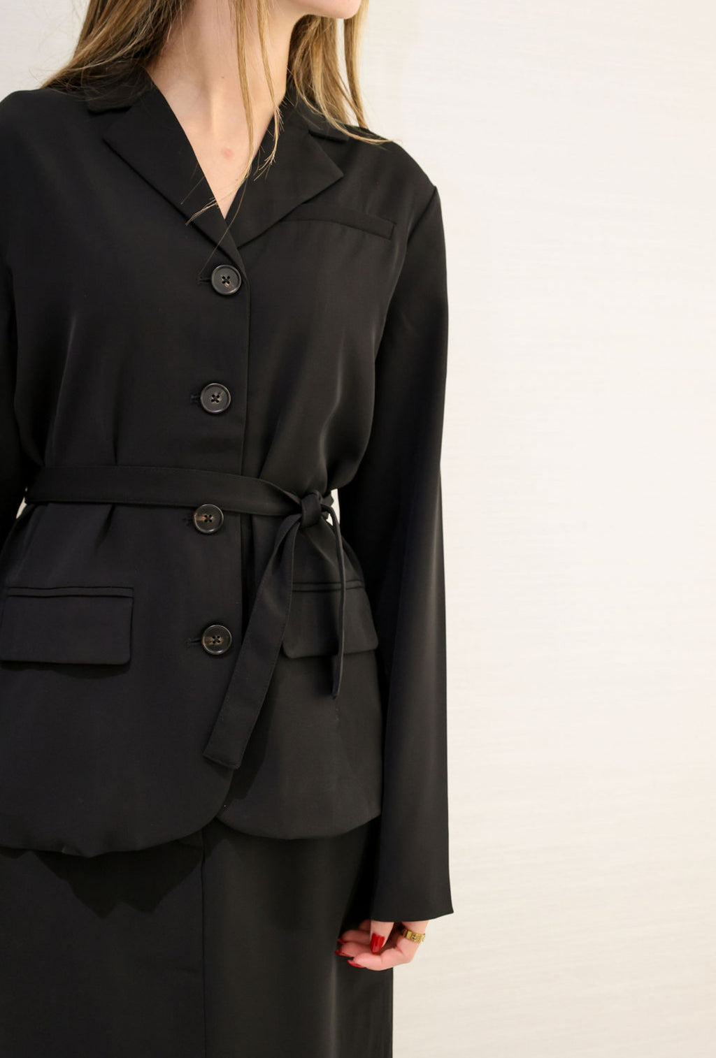 Black blazer skirt set - belt included