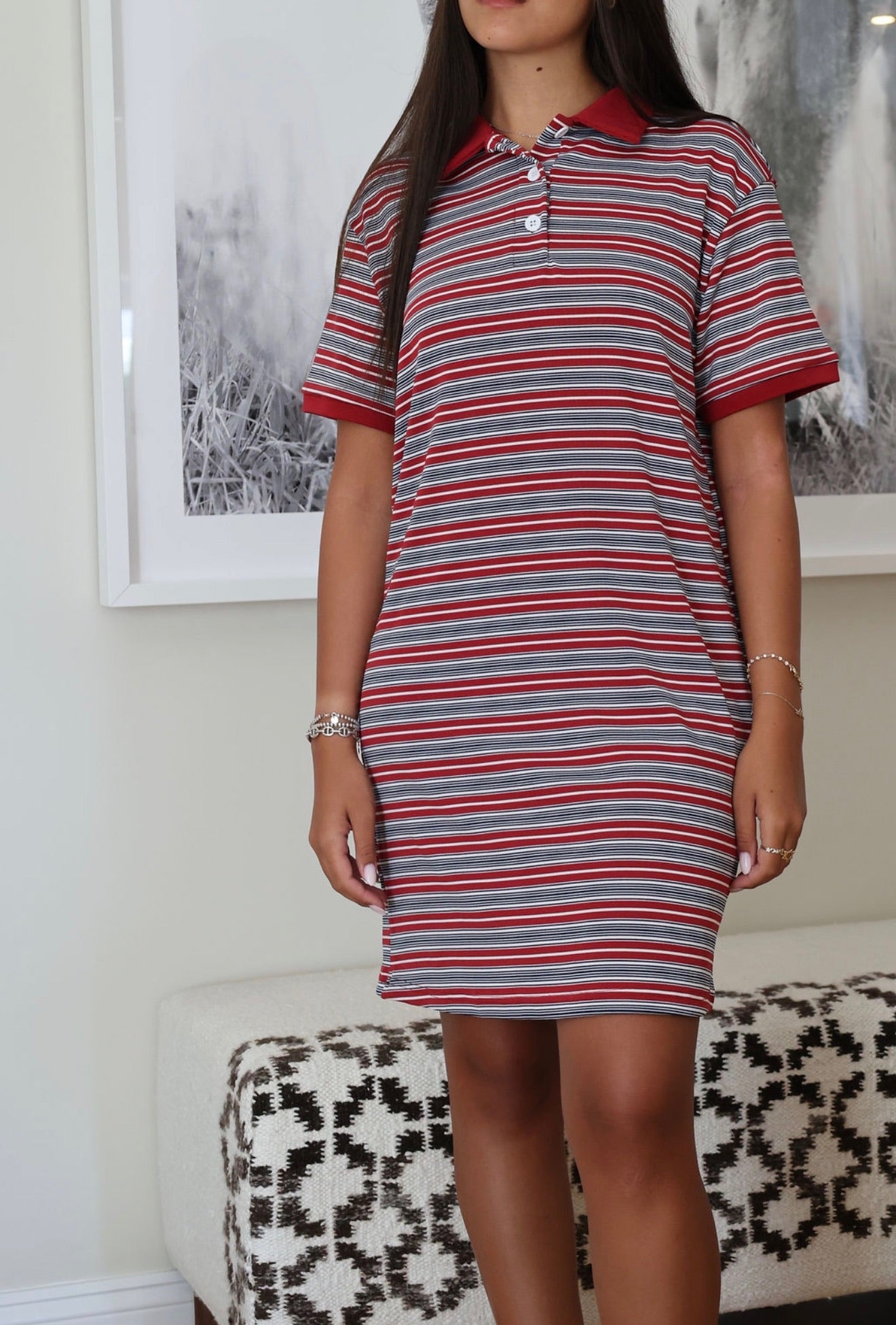 Red stripe mini dress