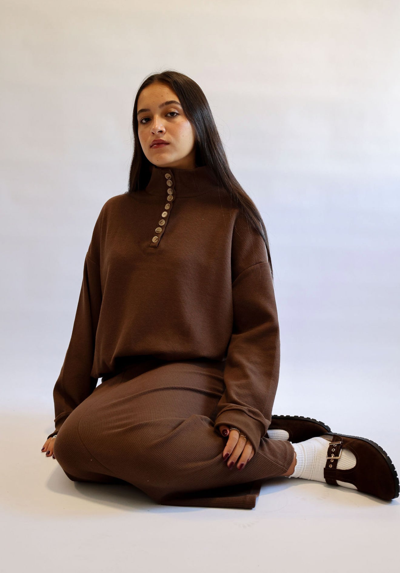 9 button brown waffle set