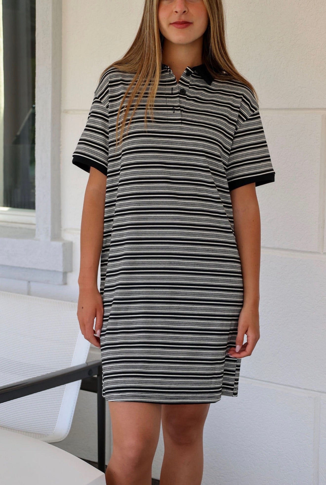 Black stripe mini dress