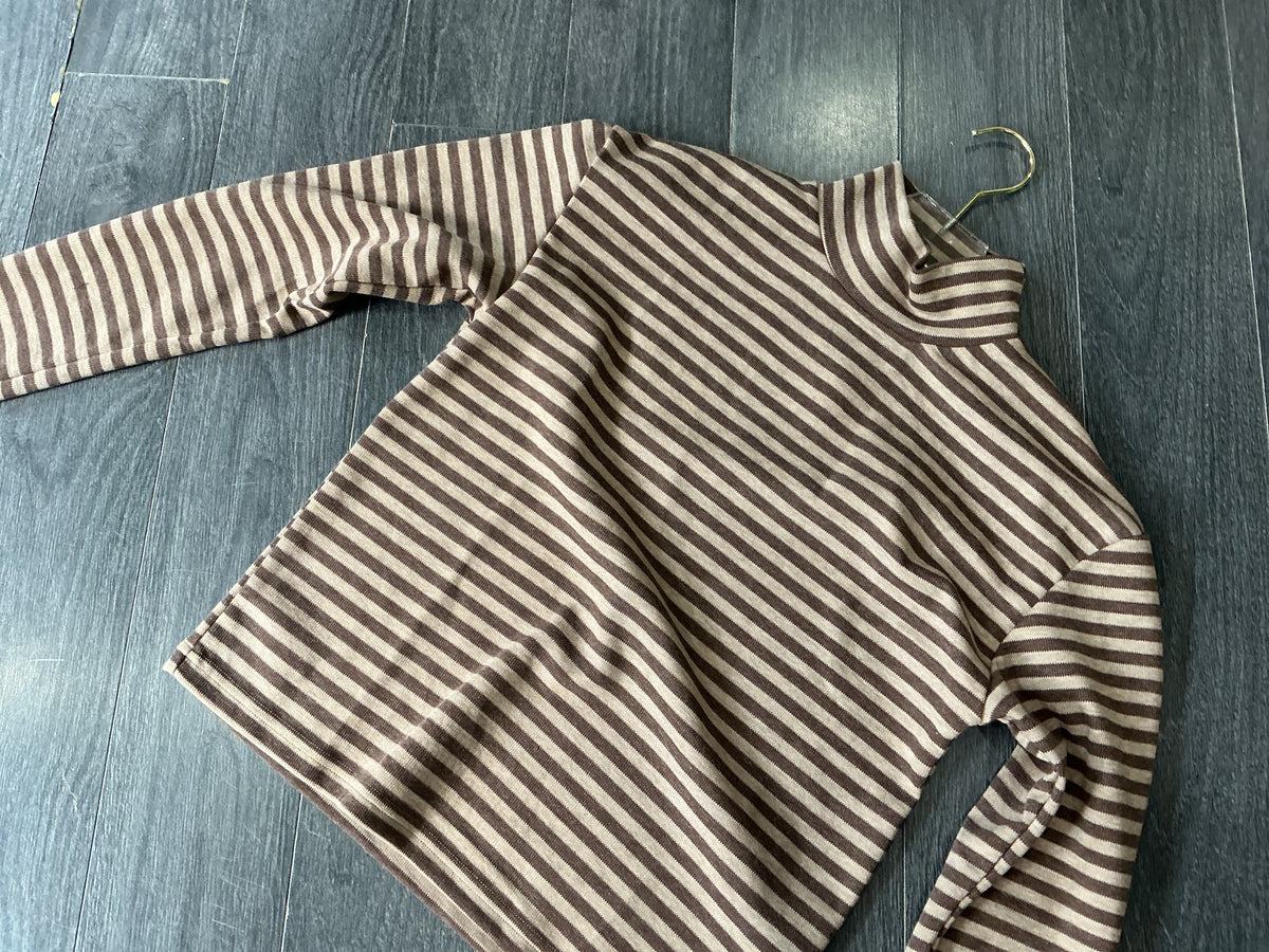 Brown Stripe Turtleneck Set
