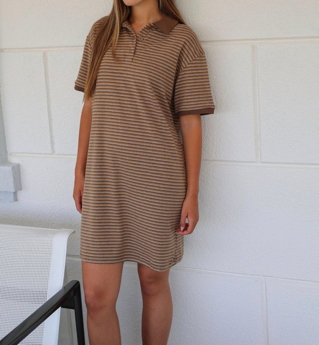 Brown stripe mini dress