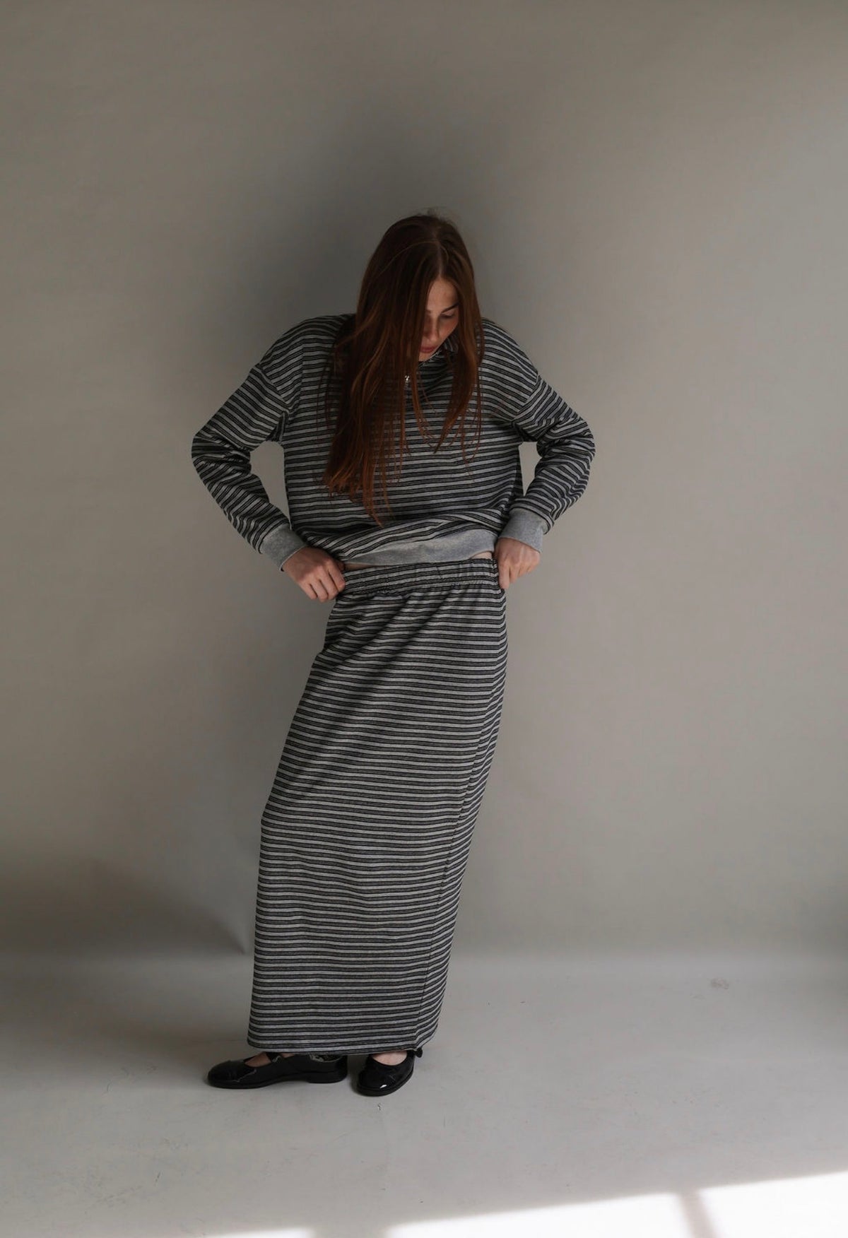 Stripe half zip set