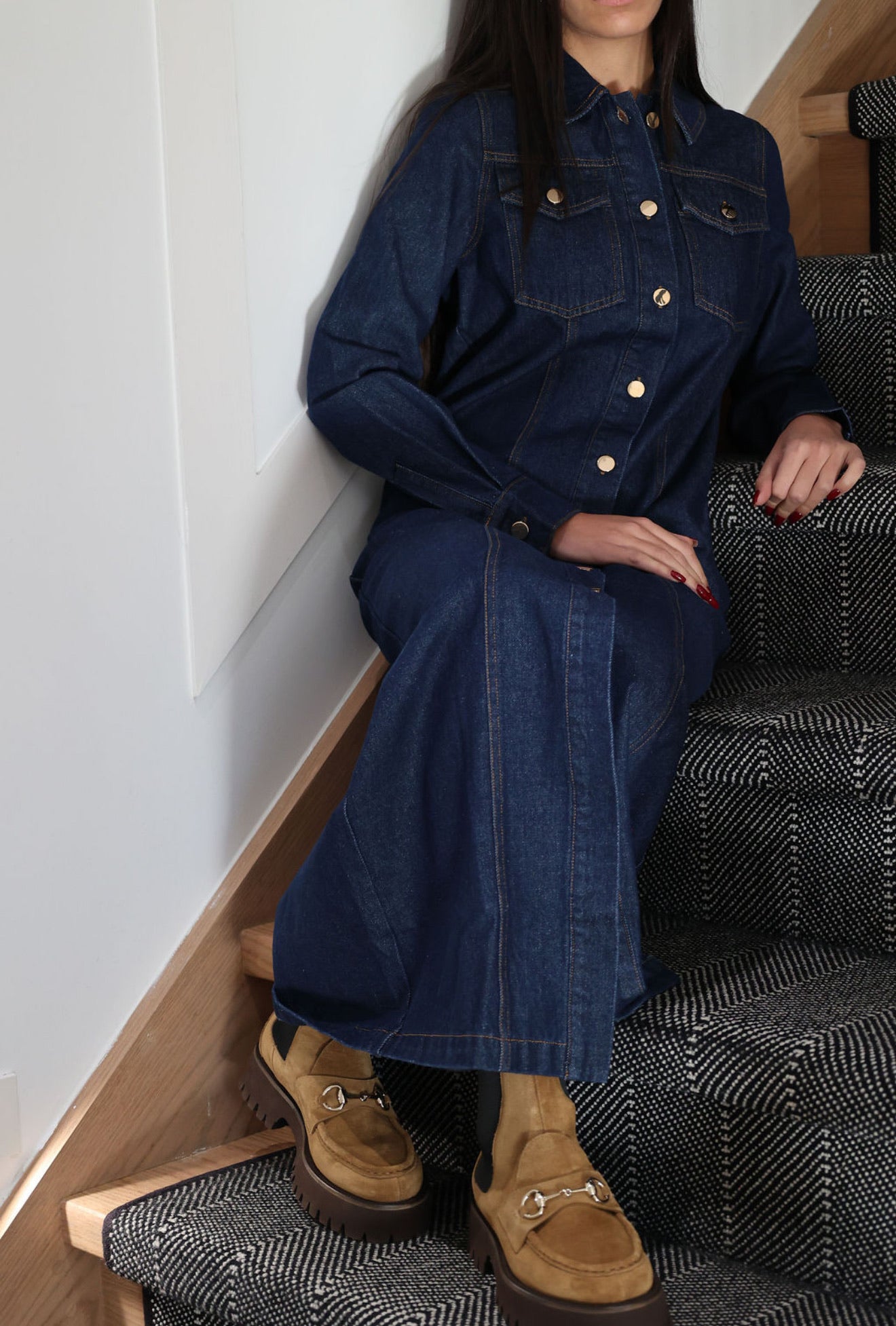 Maxi dark denim dress