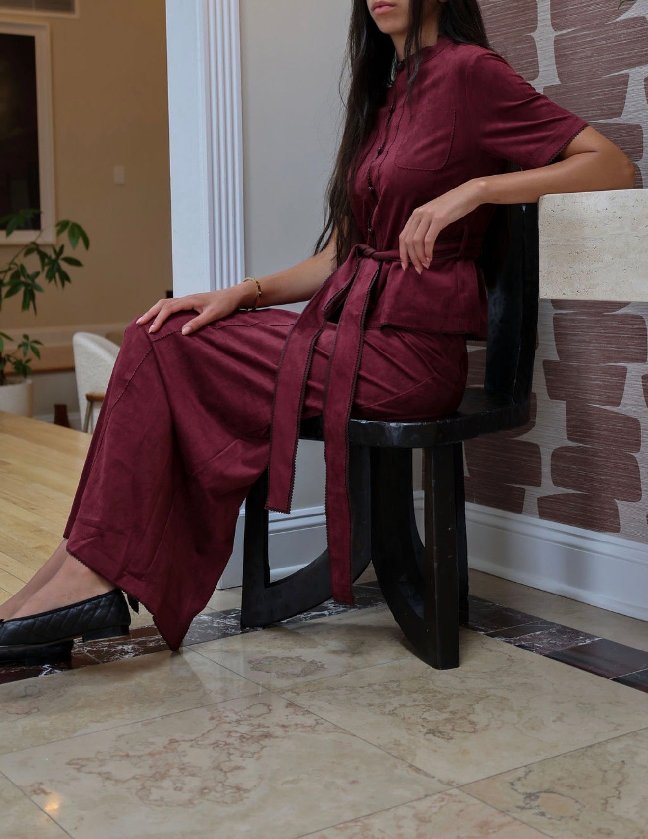 Burgundy suede set
