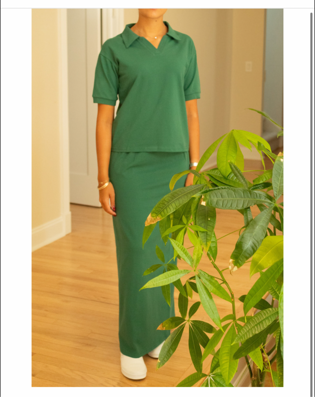 Green short sleeve polo set