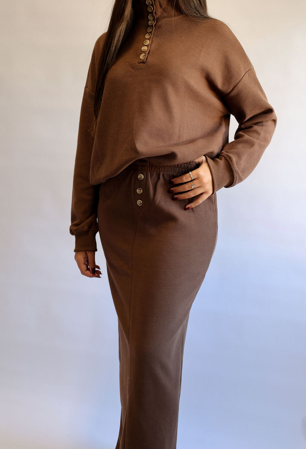 9 button brown waffle set