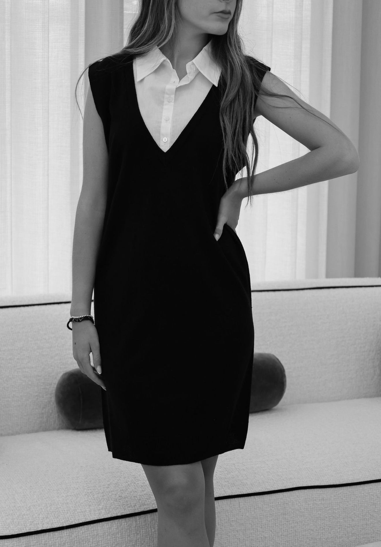 Sleeveless knit mini dress