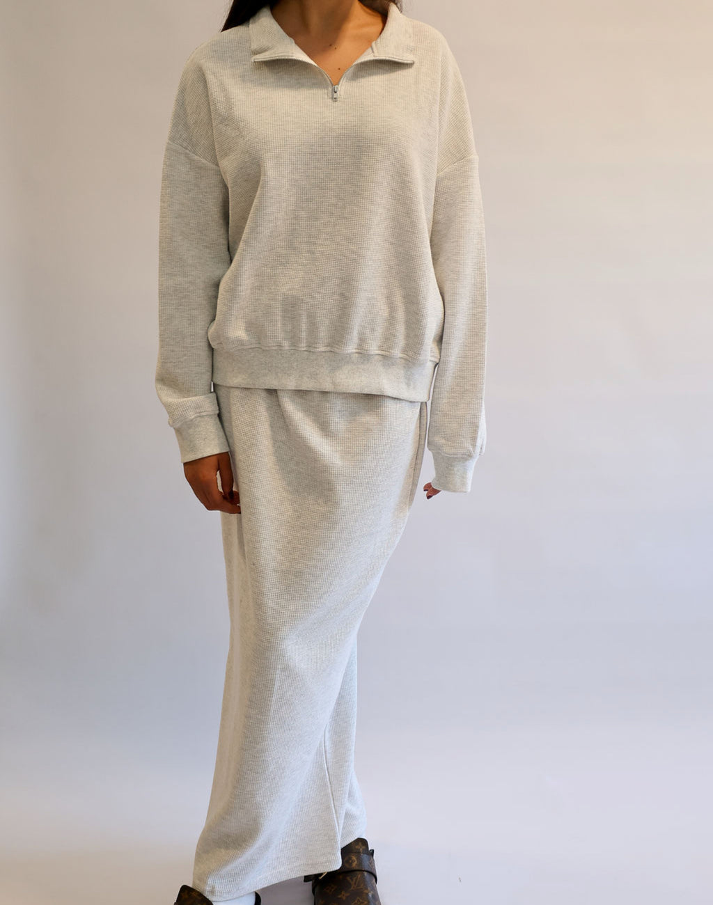 heather grey waffle set