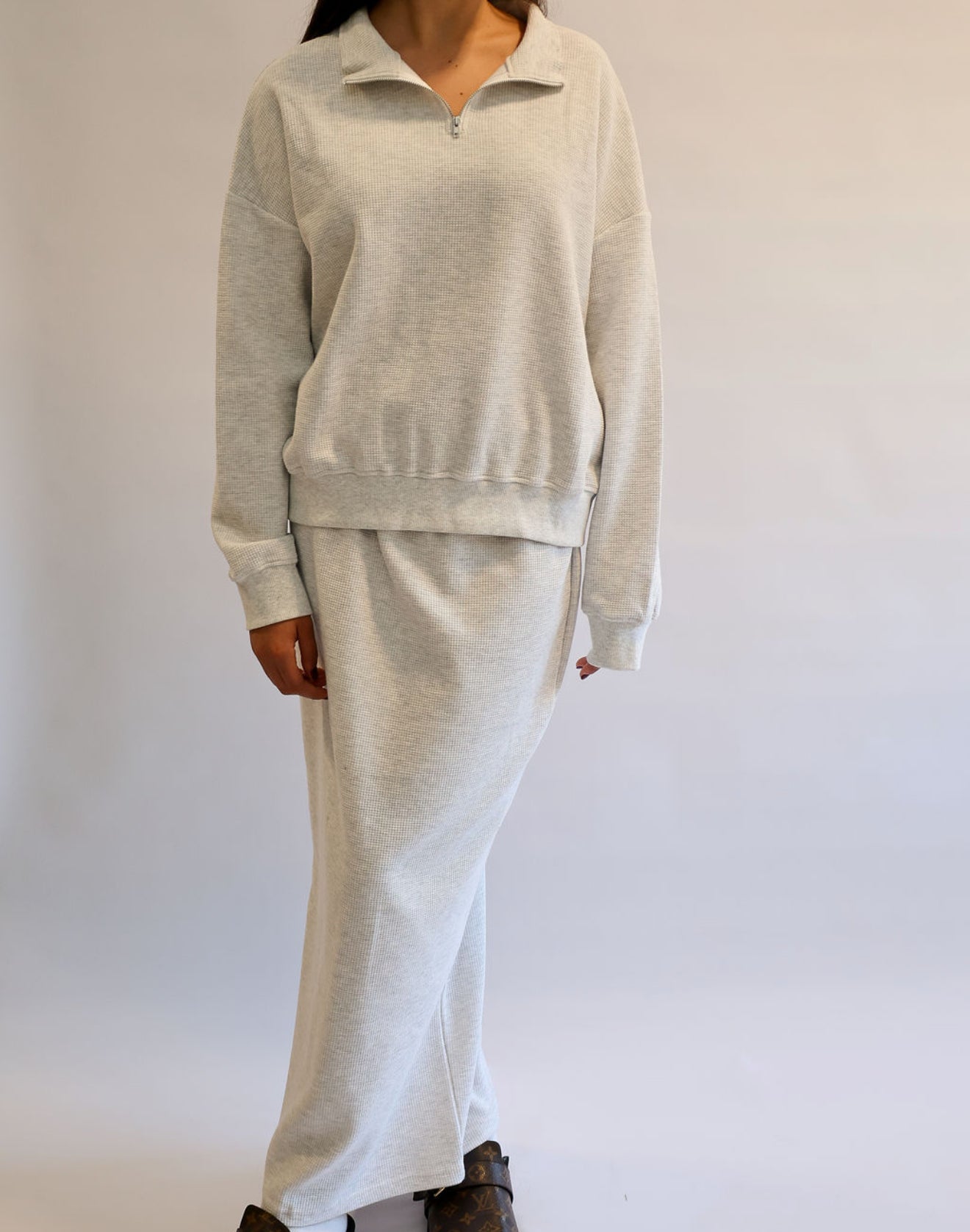 heather grey waffle set