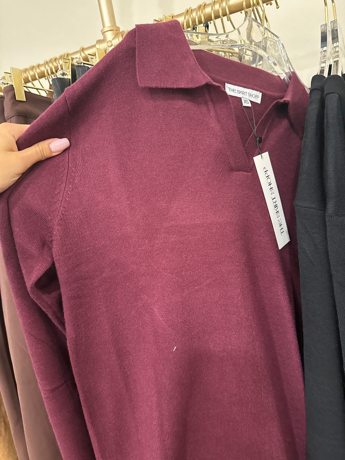 Burgundy solid mini dress