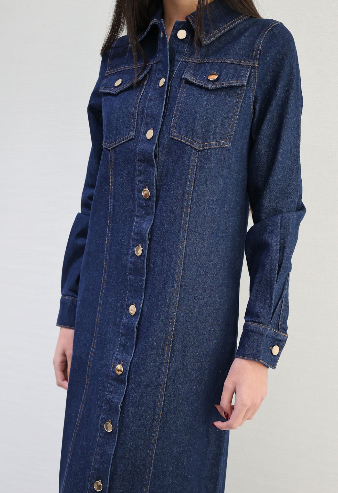 Maxi dark denim dress