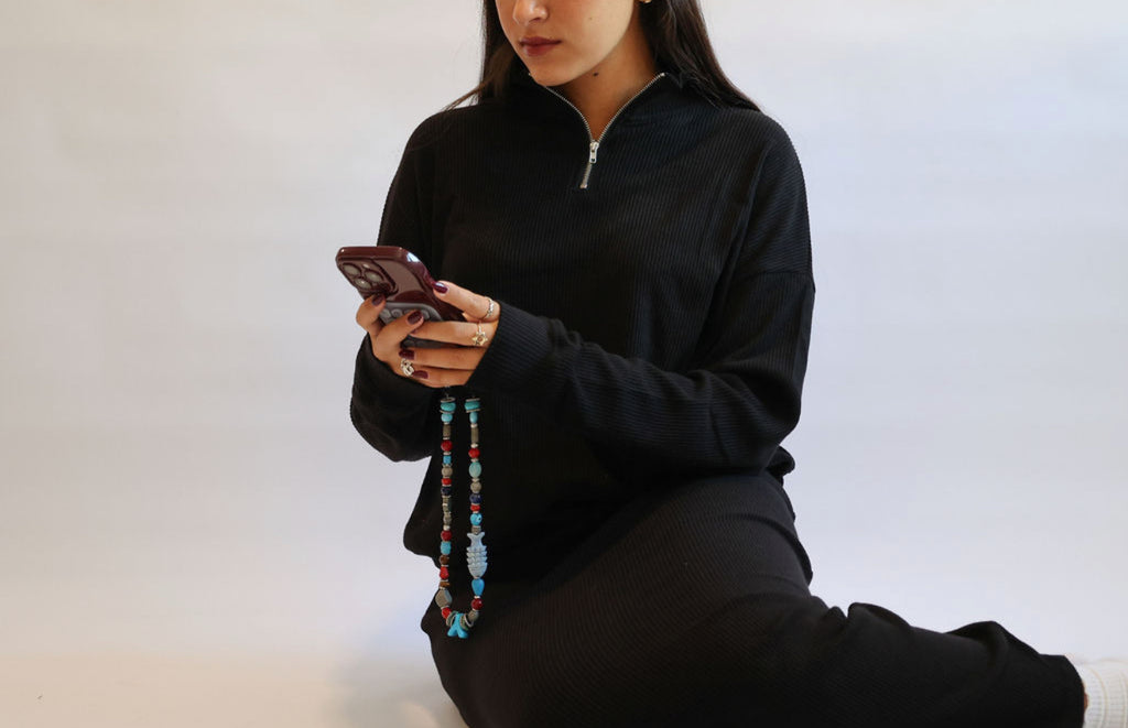 black half zip ribbed set