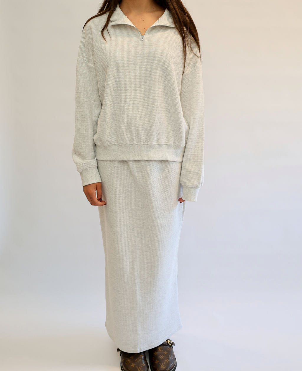 heather grey waffle set