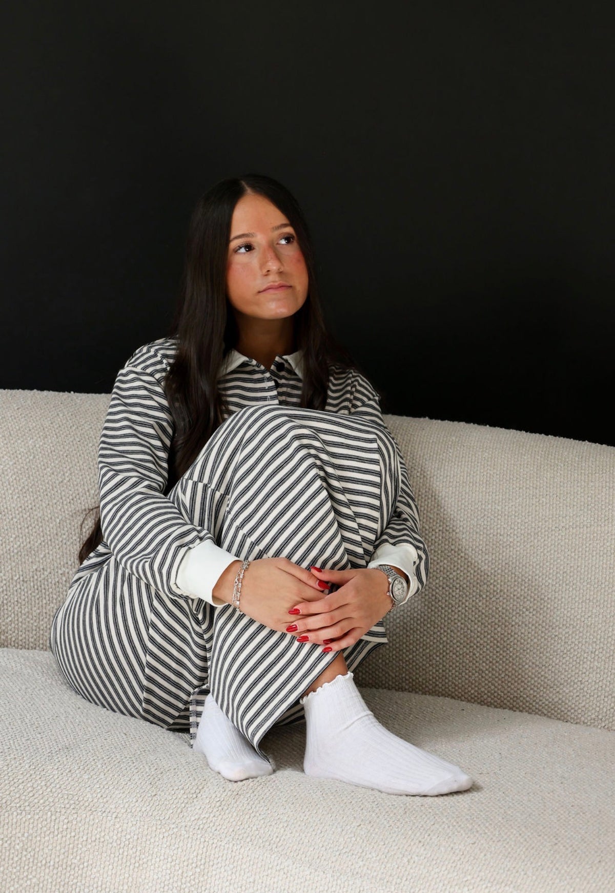 Black&white Stripe polo set