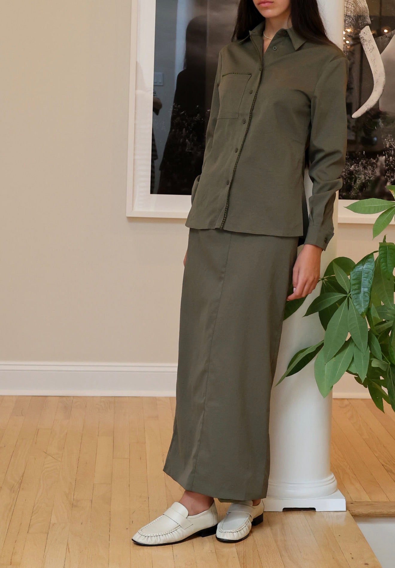 Green long sleeve detailed set