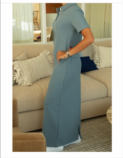 Blue short sleeve waffle set