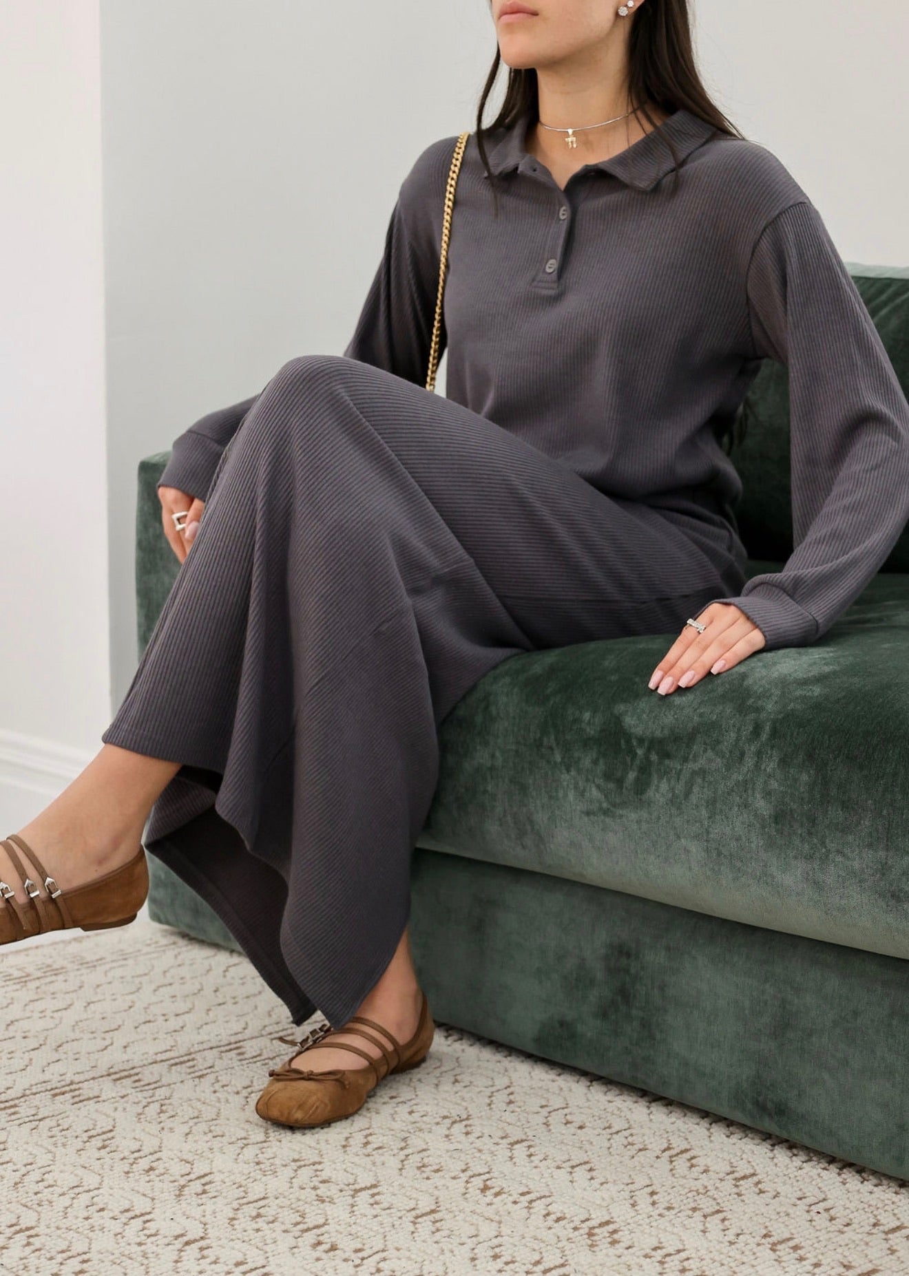 Ribbed polo set