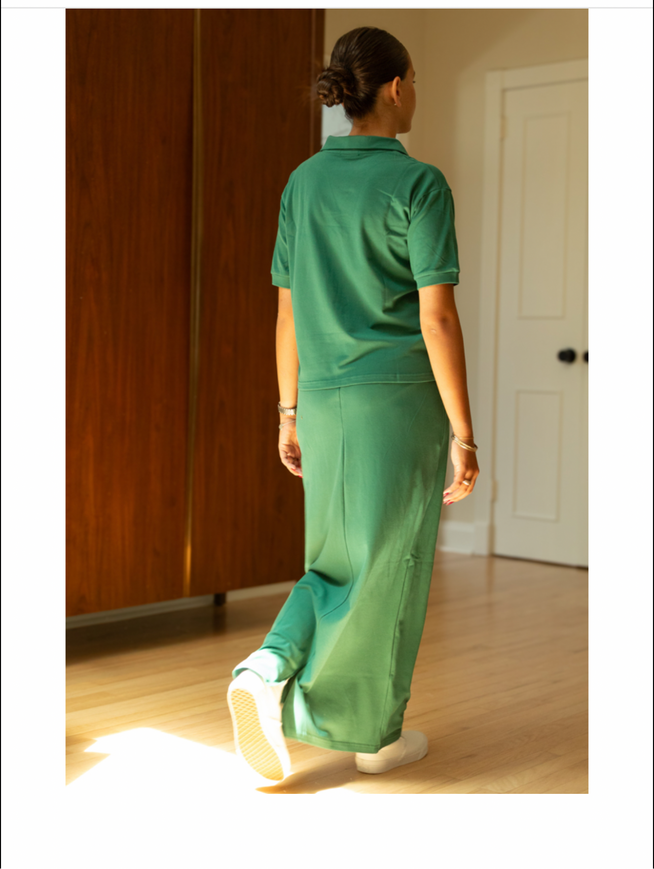 Green short sleeve polo set