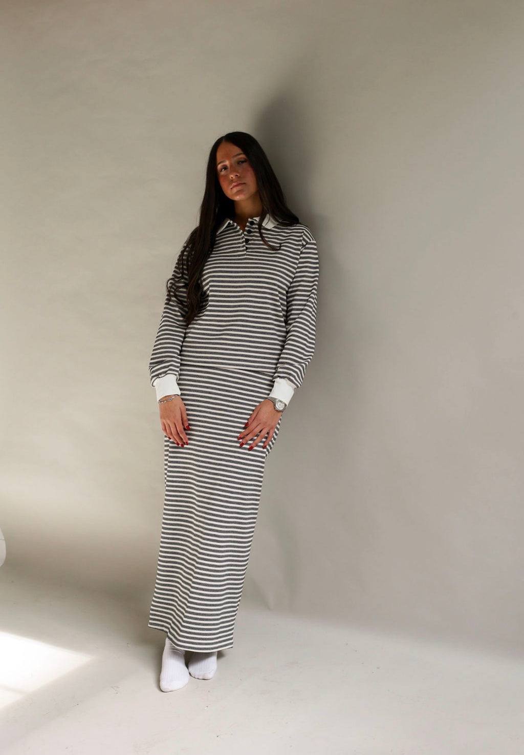 Black&white Stripe polo set