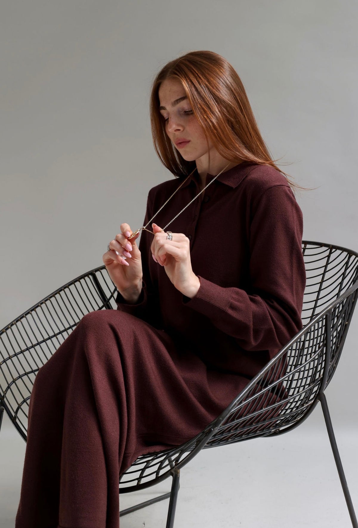 Brown knit maxi dress