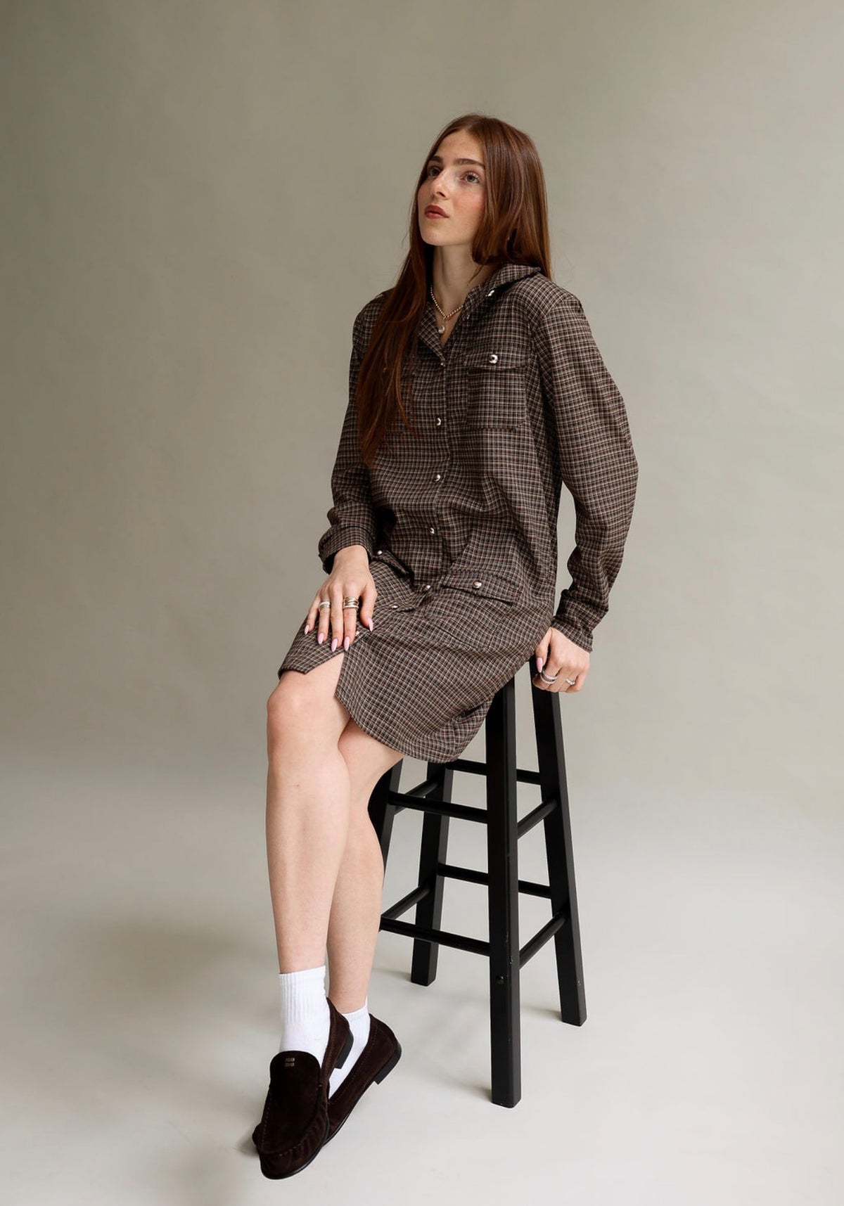 Brown plaid mini Dress