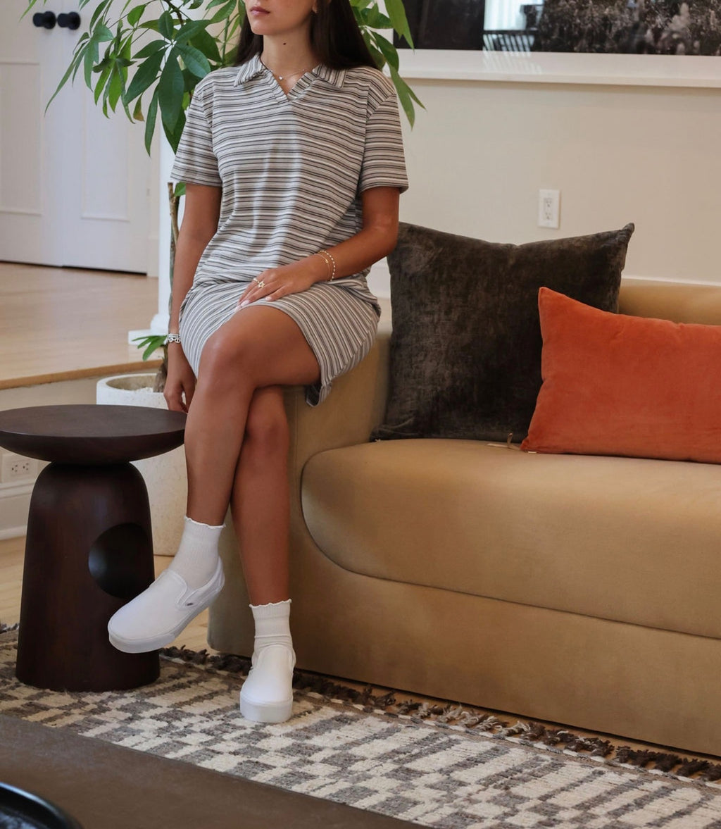 Navy/gray stripe mini dress