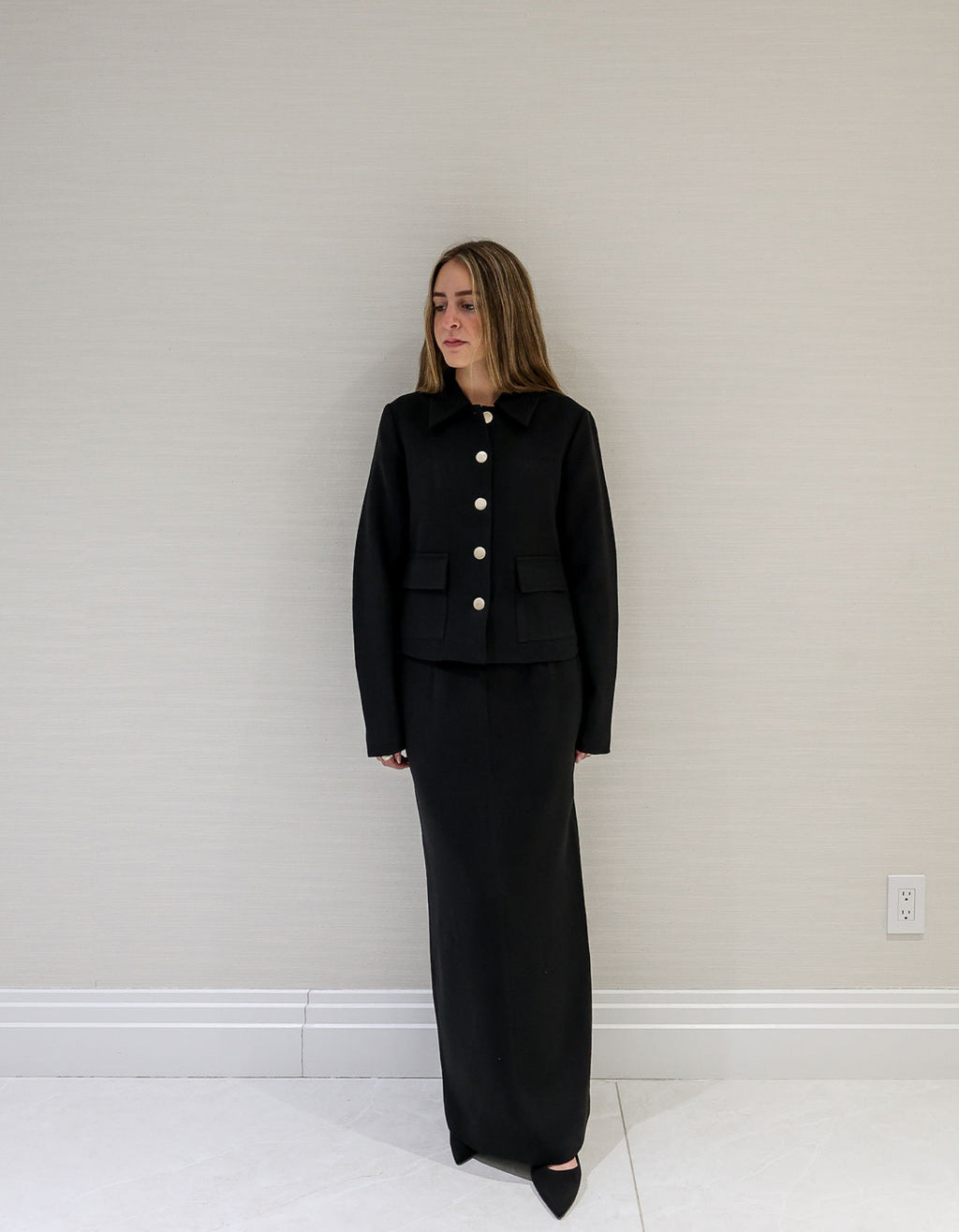 Gold button blazer set