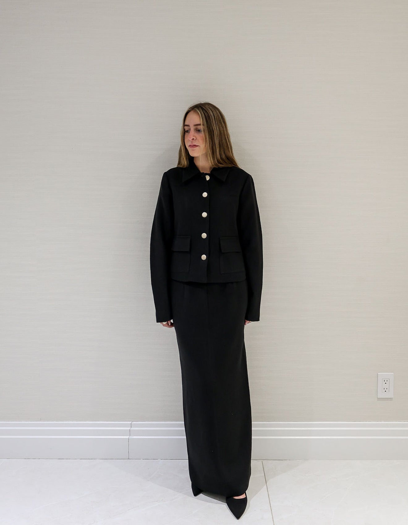 Gold button blazer set