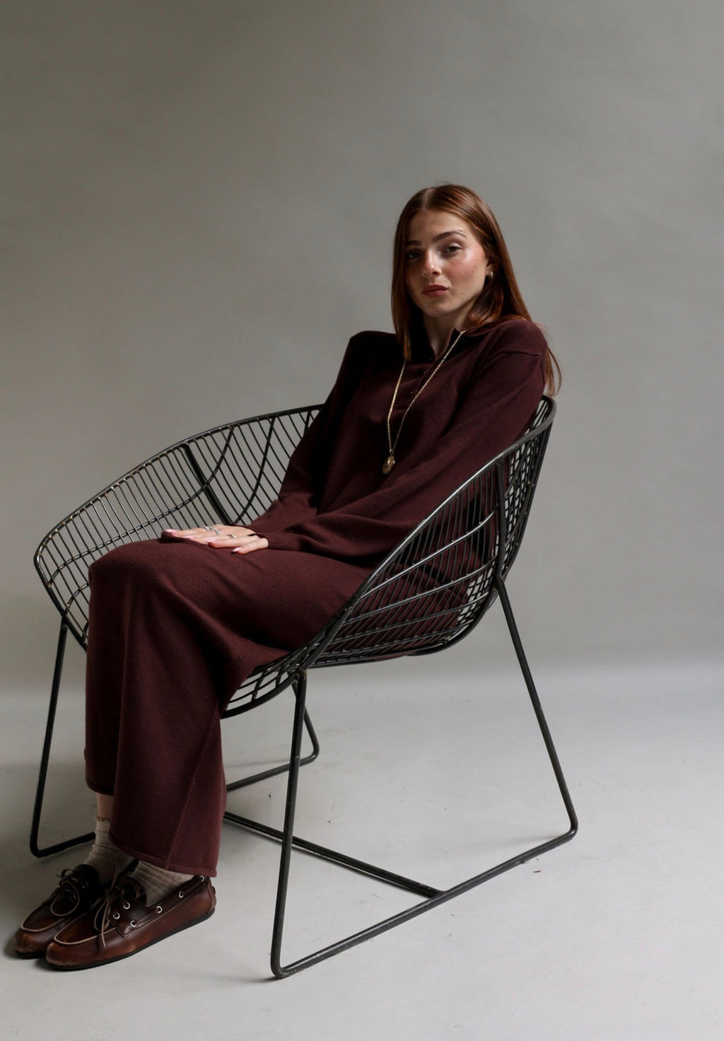 Brown knit maxi dress