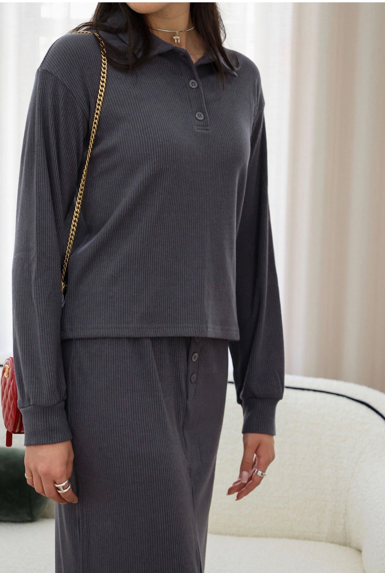 Ribbed polo set