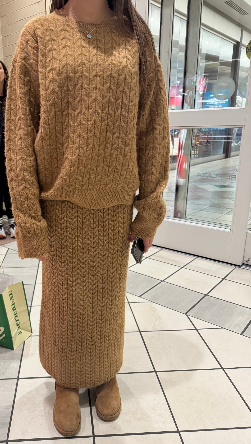 Cable knit skirt set