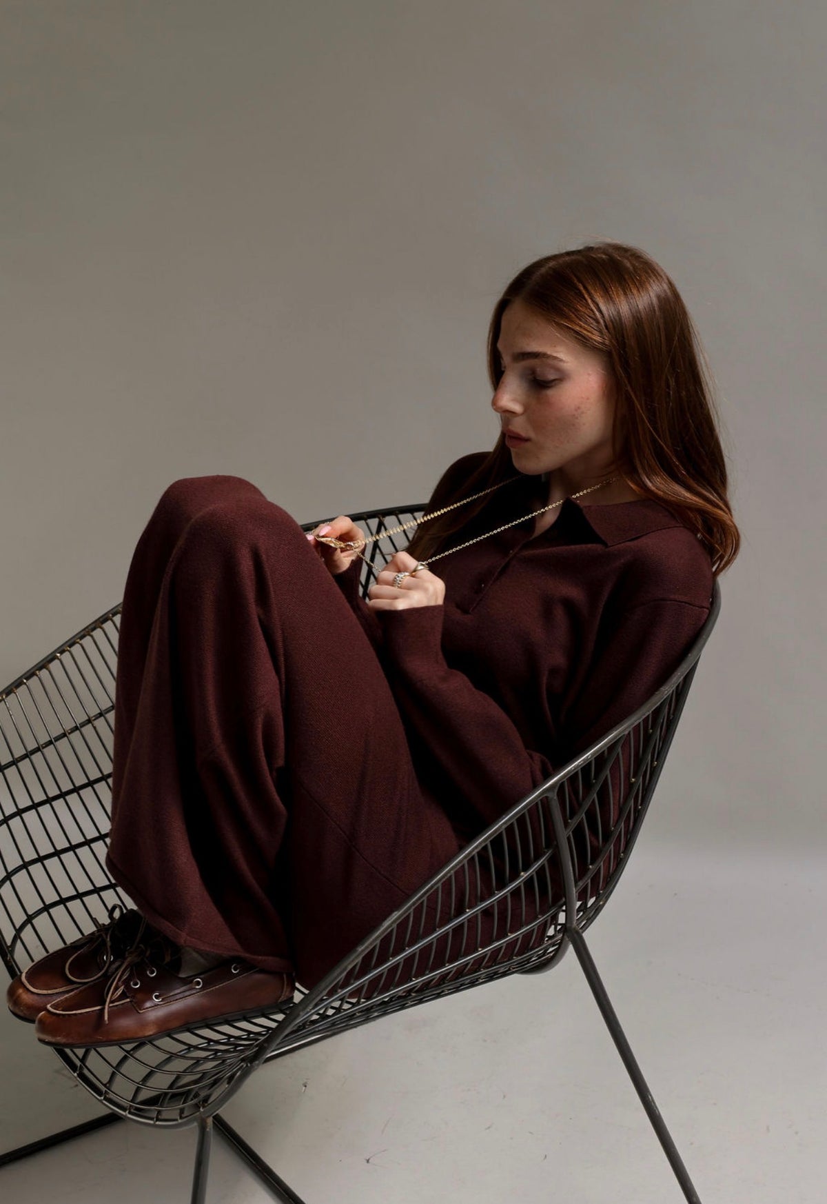 Brown knit maxi dress