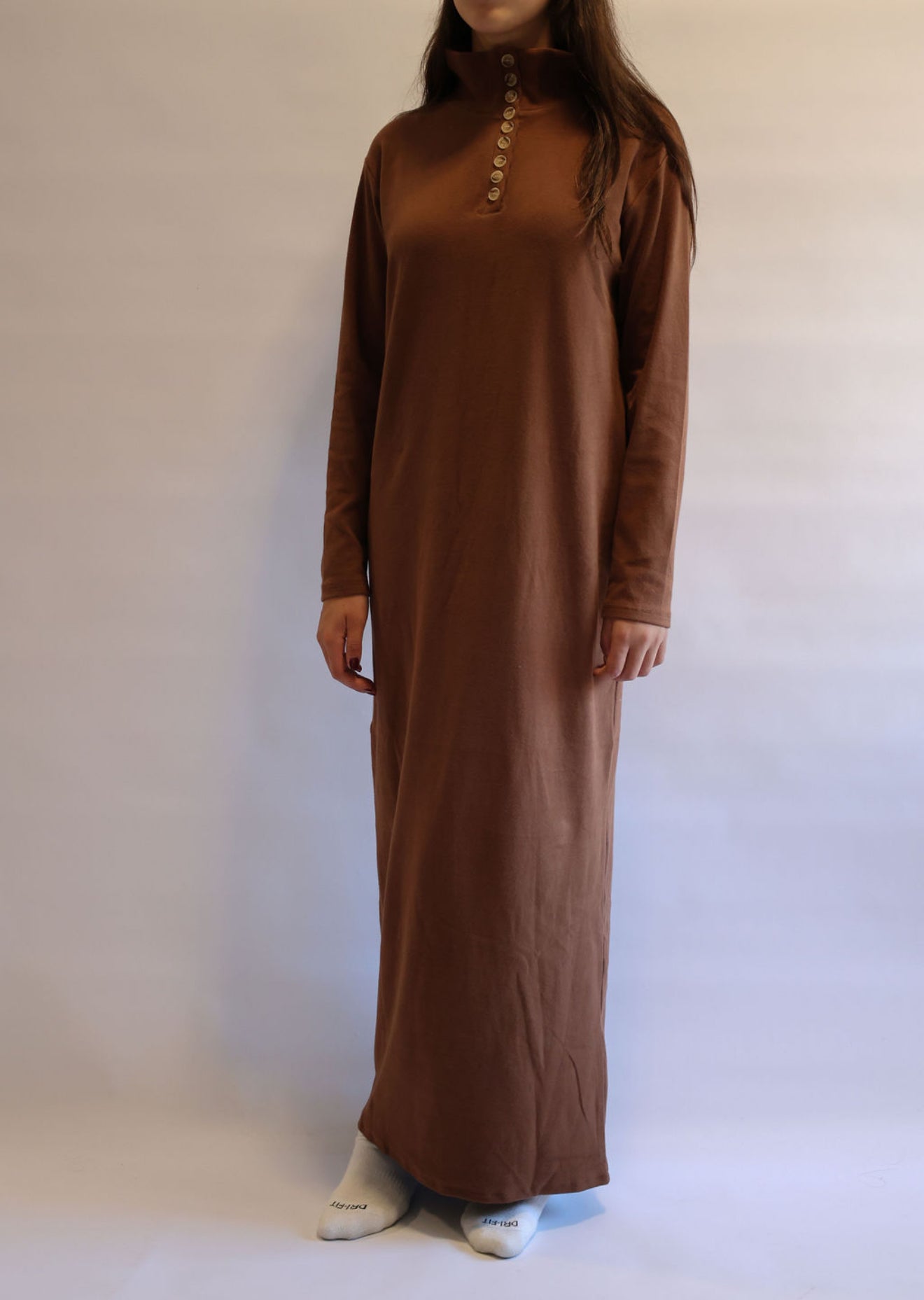 9 button brown maxi dress - do not size up dress is oversized