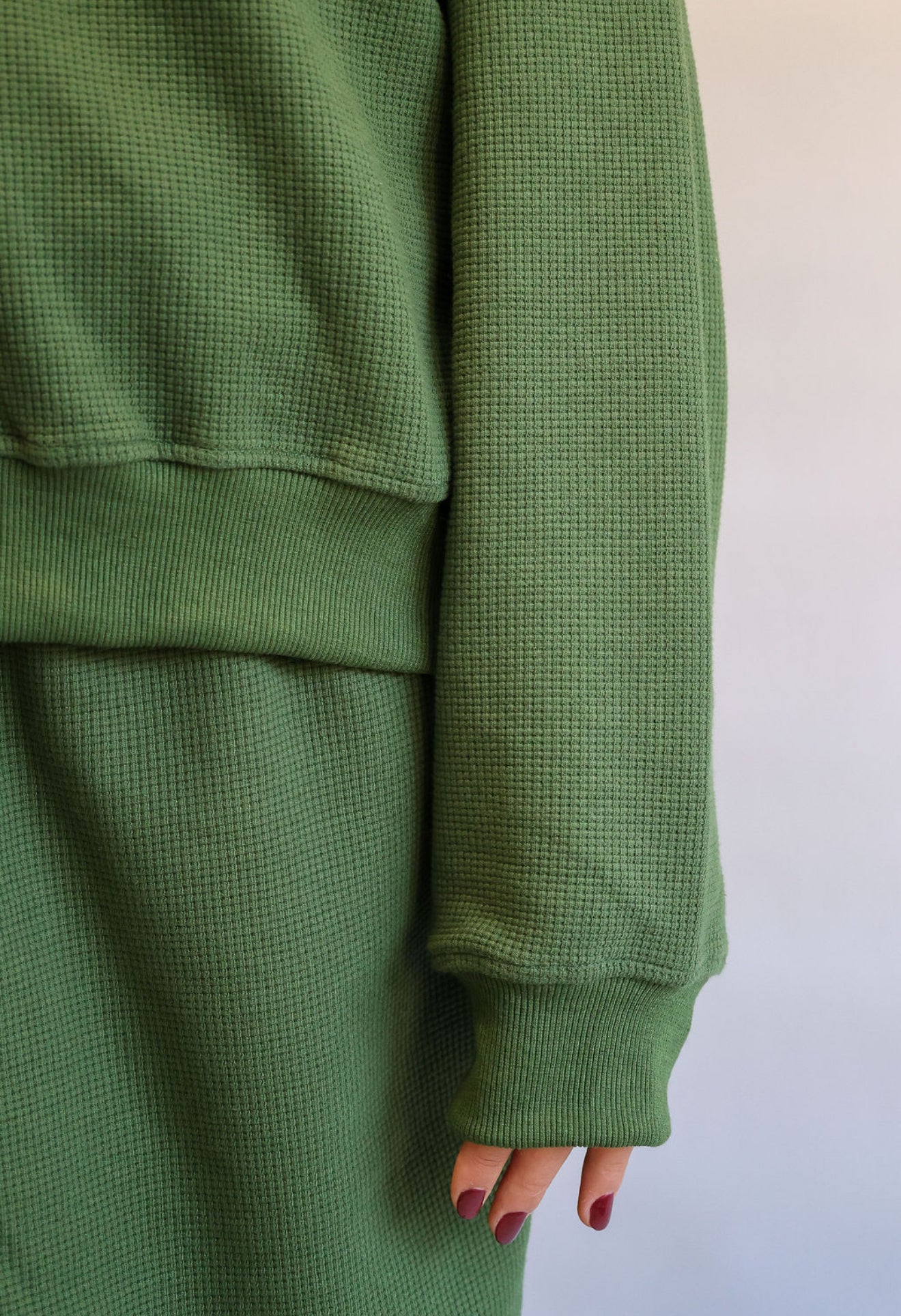 Olive green half zip set