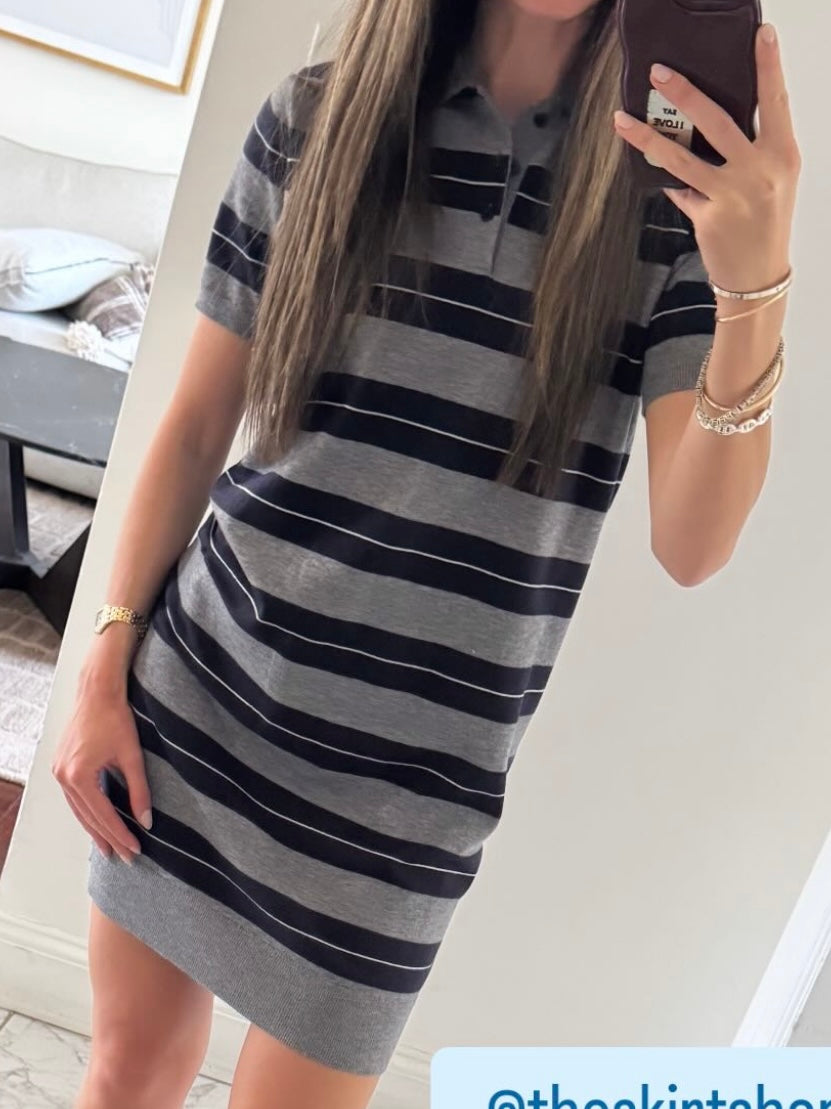 Blue stripe polo dress