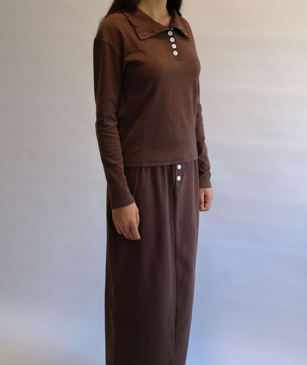 9 button brown cotton set