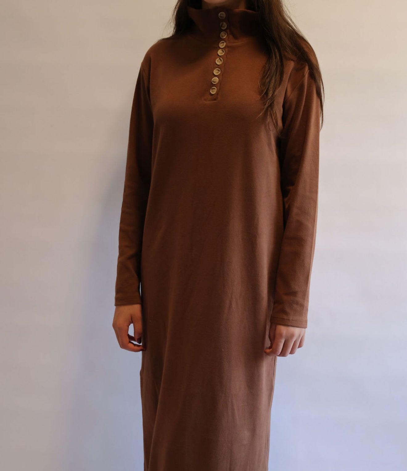 9 button brown maxi dress - do not size up dress is oversized