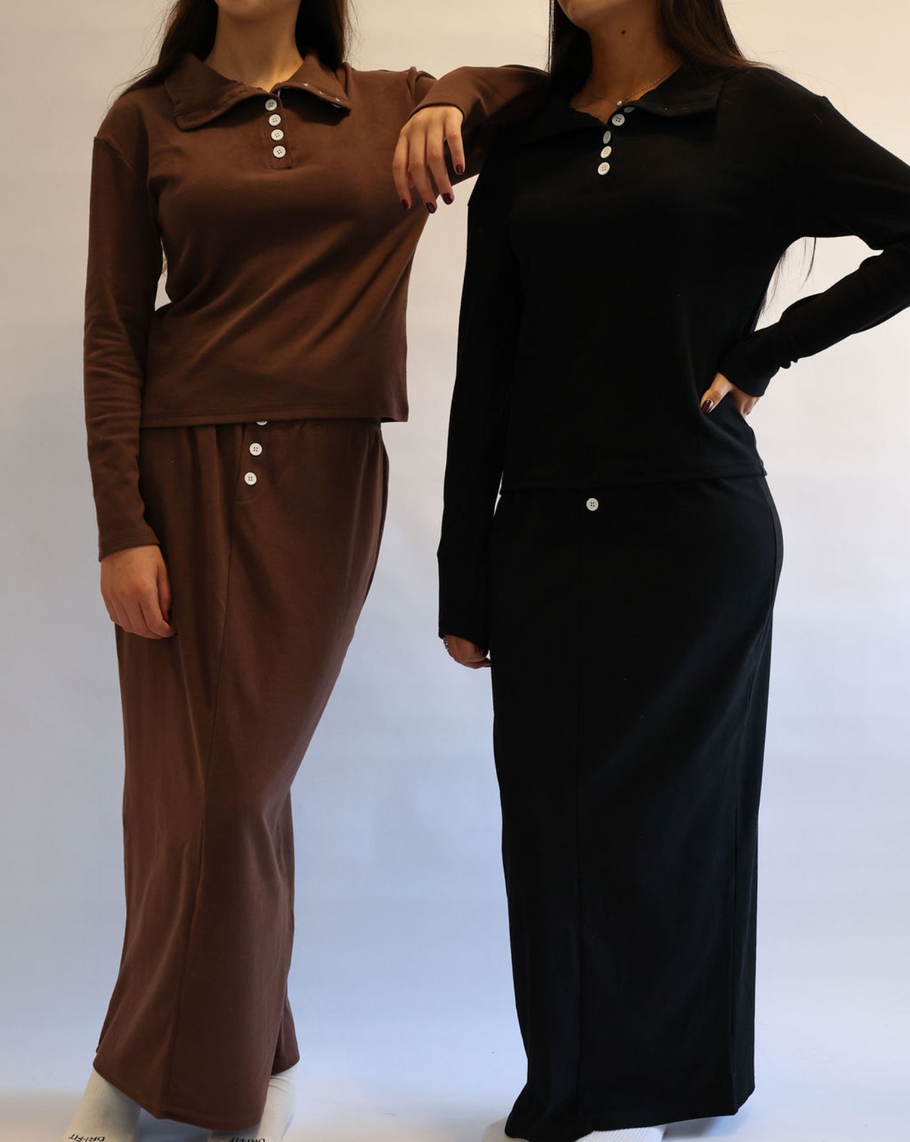 9 button brown cotton set