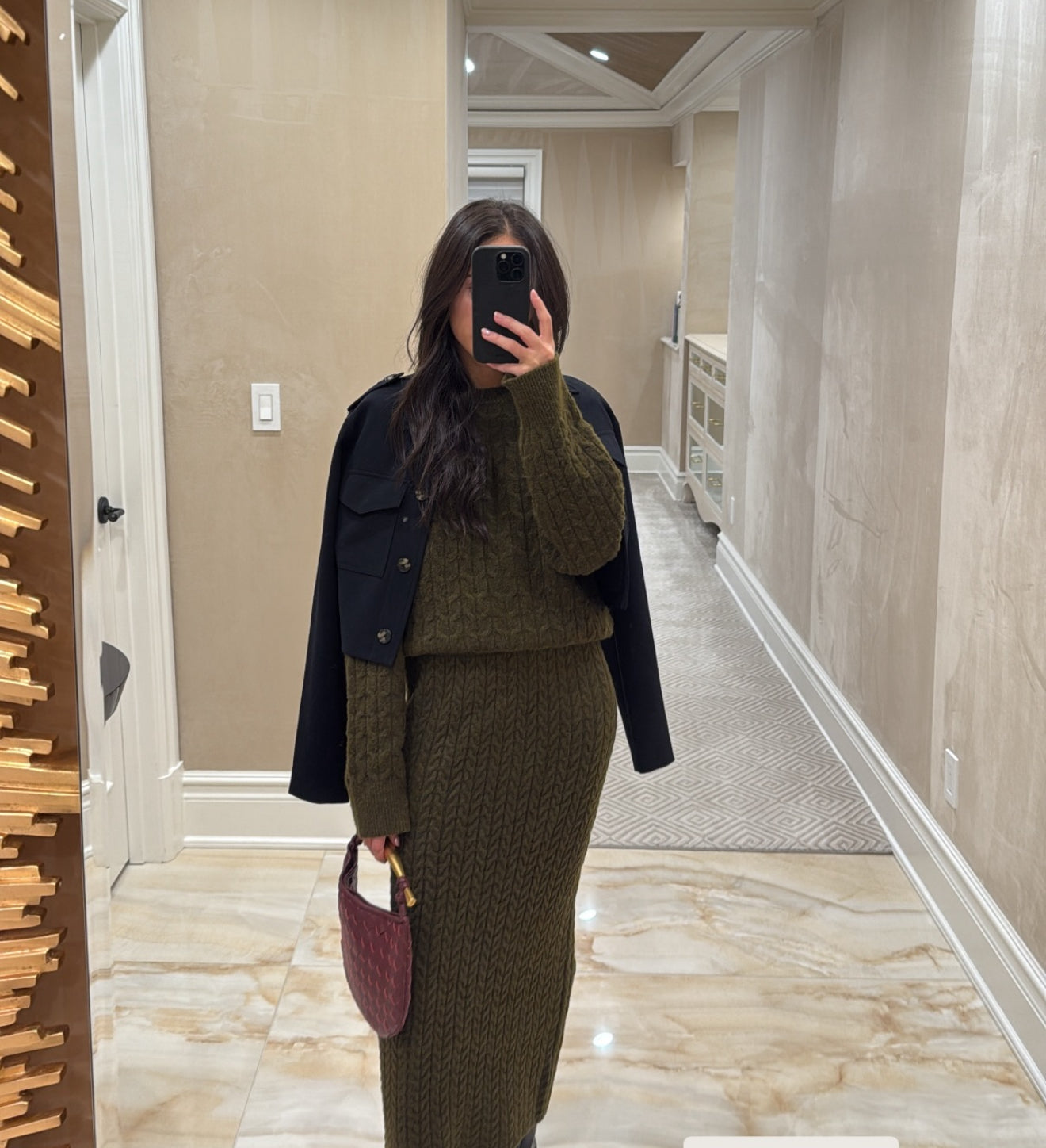 Cable knit skirt set